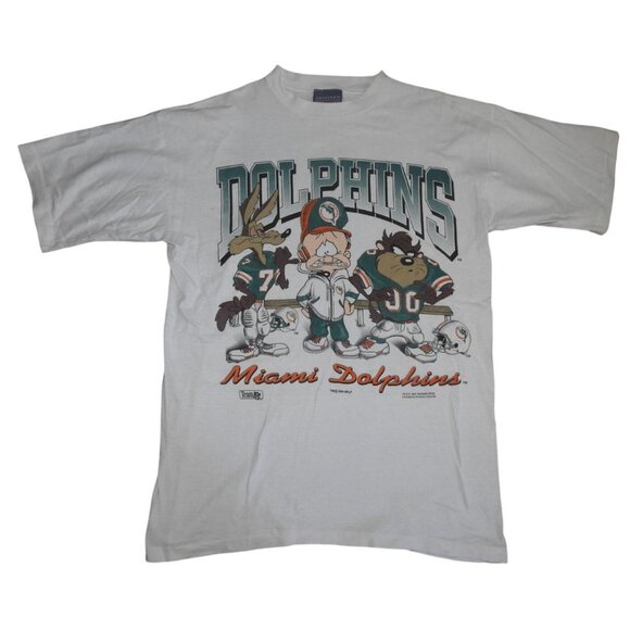 Vintage 1994 Miami Dolphins Looney Tunes Double Sided T-Shirt Men's Large - Picture 1 of 13